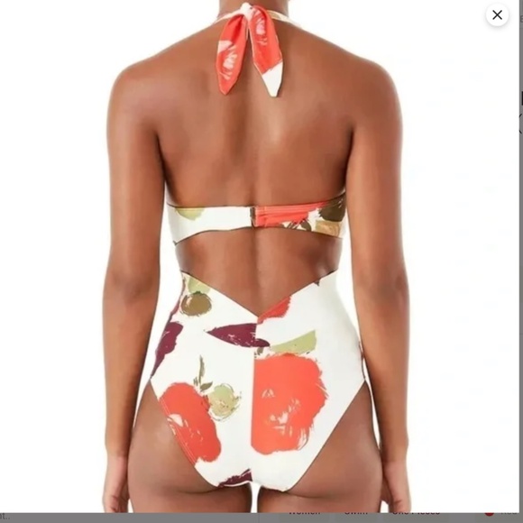 Kate Spade Just Rosy Floral Knotted Halter One Piece Swimsuit size M NWT! - Picture 3 of 11